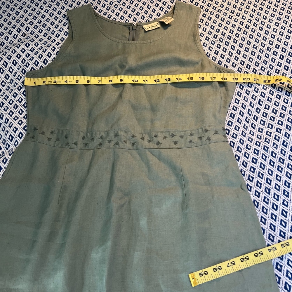 L.L. Bean Sleeveless Teal Dress with Embroidered Waist - Picture 5 of 6